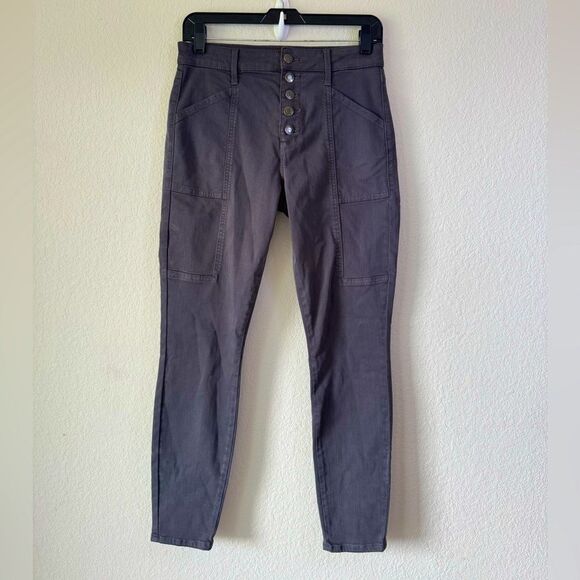 Pistola Button Fly Skinny Pants Gray Stretch Utility High Rise Sz 27 Casual Y2K - Picture 1 of 6